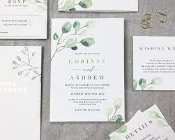 Corinne Greenery Flat Wedding Invitation Set Elegant Wedding Etsy Printing Wedding Invitations Wedding Invitation Sets Wedding Invitations