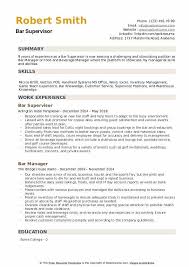 bar supervisor resume samples qwikresume