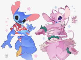 264776 - suggestive, artist:foresttherotten, angel (lilo & stitch), stitch  (lilo & stitch), alien, experiment (lilo & stitch), fictional species,  anthro, digitigrade anthro, semi-anthro, disney, lilo & stitch, 2023,  anthrofied, bikini, bikini bottom,