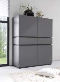 Madia Credenza Moderna Con 4 Ante E 2 Cassetti Reversibili Strutture E Frontali Sono In Finitura Grigio Opaco Con Insert Arredamento Credenza Credenza Madia