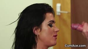 Wicked babe gets cumshot on her face gulping all the...