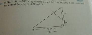 I started by calling the length of $bm=y$, and $mc=y+8$ and then. In The Given Figure Abc Is Right Angled At C And De Ab Prove