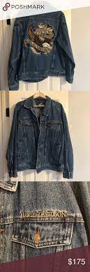 Harley Davidson Vintage Jean Jacket With Eagle Vintage Jeans Vintage Jean Jacket Clothes Design