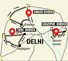 Black streets, railways and grey water on white. Tractor Rally At 3 Sites Barriers To Go