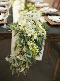 Seeded Eucalyptus Garland Instead For Round Tables Spray Instead Of Garland And No Flowers Table Runners Wedding Wedding Flowers Wedding Centerpieces