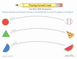 curved line tracing match the shapes and objects worksheet education com