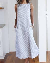 Noracora Shirt Dress 1 Casual Dresses Daily Shift Crew Neck Sleeveless Paneled Casual Dresses N Cotton Stripe Dresses Summer Dresses For Women Crewneck Dress