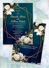 Romantic Floral Gold Wreath Wedding Invitation Cheap Wedding Invitations Dreamy Wedding Invitations Beautiful Wedding Invitations