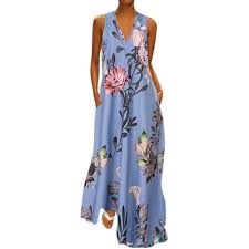 Saw something that caught your attention? Bohemian Maxi Dress Plus Size Women V Neck Floral Print Sundress Sleeveless Summer Boho Dresses Buy At A Low Prices On Joom E Commerce Platform