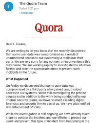 So Quora Is Compromised The Following Information Of Yours May Have Been Compromised Account And User Information E This Or That Questions Data Accounting