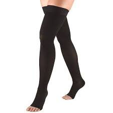 Truform Truform Stockings Thigh High Open Toe Dot Top 20 30 Mmhg Black Small Walmart Com In 2021 Thigh Highs Compression Stockings Stockings
