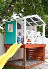 Stelzenhaus Fur Kinder Im Garten Selber Bauen Anleitung Und Bauplan Diy Spielplatz Baumhaus Selber Machen Spielhaus Im Freien