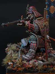 90mm white metal pegaso models paint in acryllics second version painted in 2010 silver medal euromilitaire samurai art painting samurai artwork