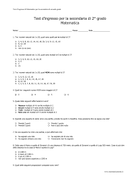 Test D Ingresso Di Matematica Per La Secondaria Di Secondo Grado