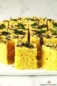 Curry leaves give the coconut sauce a wonderful aroma and also add to the good looks as they contrast against the white background. Khaman Dhokla Recipe Soft Spongy Swasthi S Recipes