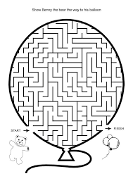 Free Online Printable Kids Games Bear And Balloon Maze Hard Mazes Mazes For Kids Printable Mazes