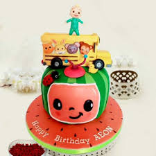 Online Cocomelon With Edible Toppers Vanilla Cake 4 5 Kgs Gift Delivery In Qatar Ferns N Petals