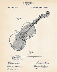 1874 chin rest white violin art drawing