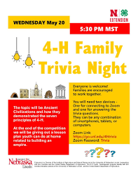 How many legs does a spider have? 4 H Family Trivia Night May 20 2020 Nebraska Extension