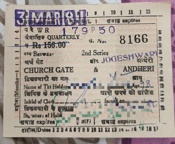 Mumbai local 1st class pass from 1981 : r/mumbai