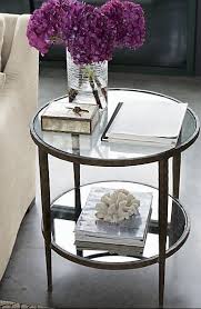 The Refined Elegance Of Art Deco Lightens The Room With An Heirloom Look Straight From The 1920s Clean Tap Side Table Decor Glass Side Tables Round Side Table
