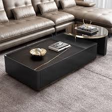 It s distinctive curved legs support tempered safety glass and a metal shelf. Modern Black Nesting Stone Glass Coffee Table Set With 4 Storage Drawers Set Of 2