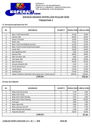 For more information and source, see on this link : Senarai Barang Sekolah Sultan Alam Shah Putrajaya Facebook