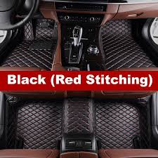 Luxury Diamond Stitched Floor Mats Black With Red Stitching Nissan Full Set Car Floor Mats Floor Mats Volkswagen Touran