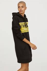 Hooded Sweatshirt Dress - Blackyellow - Ladies Hm Us Hooded Sweatshirt Dress Sweatshirt Dress Sweatshirts