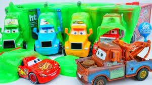 Disney Cars Mater Pranks Lightning Mcqueen Piston Cup Haulers Trucks Octance Gain Green Ooze Slime Youtube Mater Cars Lightning Mcqueen Disney Cars