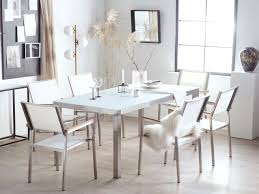 The best thing is that you only need to choose once instead of spending time searching separately for a matching table and chairs. Garden Table And Chairs Set 6 Seater White Glass Top White Chairs Tulius