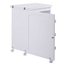 Giantex White Folding Swing Craft Table Shelves Storage Cabinet Home Furniture W Wheels Storage Cabinet Shelves Sauder Storage Cabinet Table Storage
