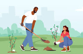 Niños reforestando