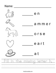 Fill In The Missing Letter H Worksheet Twisty Noodle Letter H Worksheets Kindergarten Worksheets Kindergarten Worksheets Printable