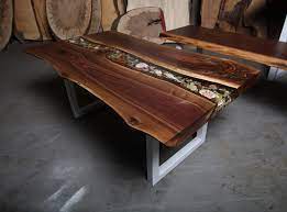 The buffet at the river rock casino used to be a perennial highlight. Live Edge Walnut Coffee Table With Rock Filled River Anglewood Live Edge Custom Furniture Toronto