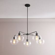 Sculptural Glass 5 Light Globe Chandelier Clear