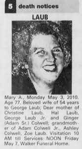 Obituary for Mary A. LAUB (Aged 77)