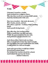 Unity Poem Parents As Teachers Poems About School Co Teaching