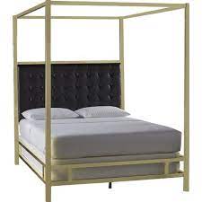 What kind of bed is a gold canopy? Black Gold Tufted Upholstered Canopy Bed