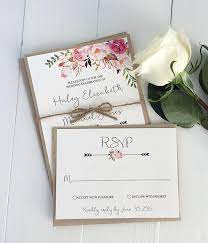 Rustikale Blumen Hochzeitseinladung Rosa Blumen Etsy Wedding Invitations Boho Wedding Invitations Rustic Pink Wedding Invitations