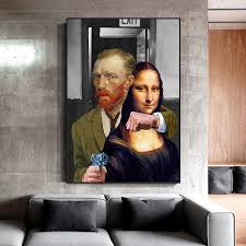 Funny Van Gogh Mona Lisa Art Painting On Canvas Home Wall Decor Modern Arts Pop Poster Living Bed Room Buy Wall Painting Art Painting Painting Product On Alibaba Com