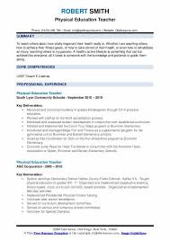 Physical Education Teacher Resume Samples Qwikresume