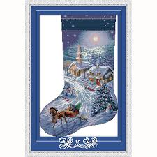 Santa knows stitch count 36w x 48h, celebrate! Joyautum Christmas Snow Stockings Diy Counted Cross Stitch Kits Needlework Cross Stitch Kits For Embroidery Patterns 14ct Chinese Art New 14ct Blank Fabric Patterns Kolenik Arts Crafts Sewing