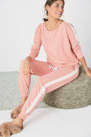 Buy Peach Side Stripe Cotton Blend Pyjamas From Next Usa