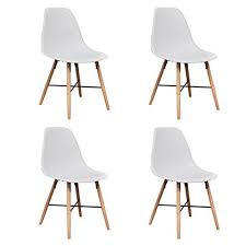 Daonanba Stylish Simple Style 4 White Armless Chiair Comfortable Dining Chair With Hardwood Legs White Dining Chairs Comfortable Dining Chairs Dining Chairs