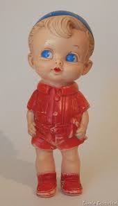 Vintage 1956 Squeak Toy Boy Doll Edward Mobley Co. Airplane Slingshot