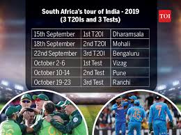 India Vs South Africa Series 2019 Schedule Match Timing