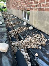 French Drain System Installation On Exterior Foundation Wall Exterior Wet Basement Waterproofing French Drain Waterproofing Basement French Drain System