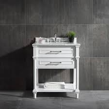 The bathroom vanity is one of the key focal points of any bathroom. Home Decorators Collection Aberdeen 30 In W White Single Open Shelf Vanity With Carrara Marble Top And Undermount Sink 9784500410 The Home Depot