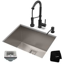 Silicone mitt and trivet material: Kraus Pax Undermount Kitchen Sink With Matte Black Faucet Single Bowl 24 In Stainless Steel Lowe S Canada
